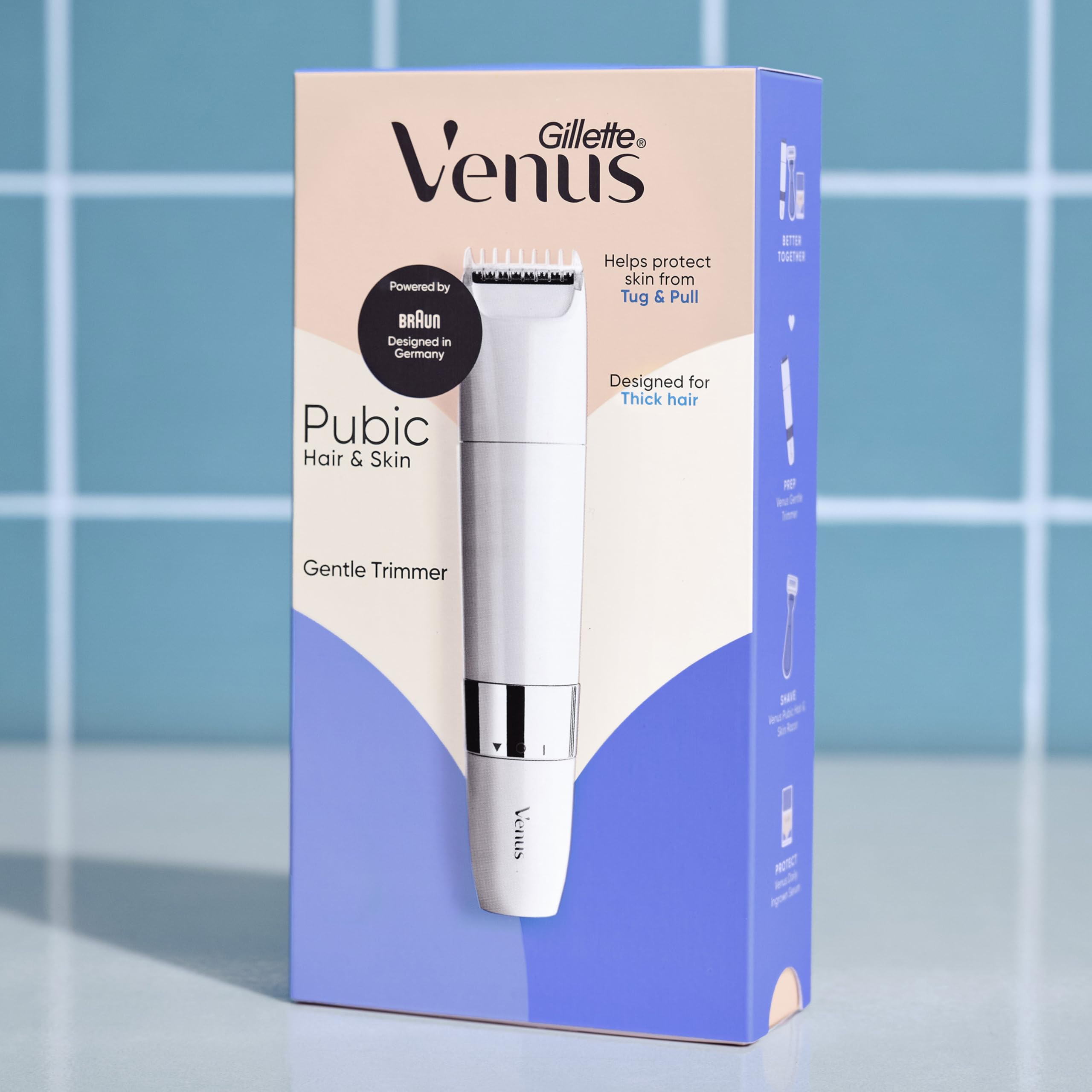 Gillette Venus Tondeuse Intime Femme pour la Peau et les Poils Pubiens – pour Epilation du Maillot en Douceur, Electrique, Etanche, Dotée de la Technologie Braun