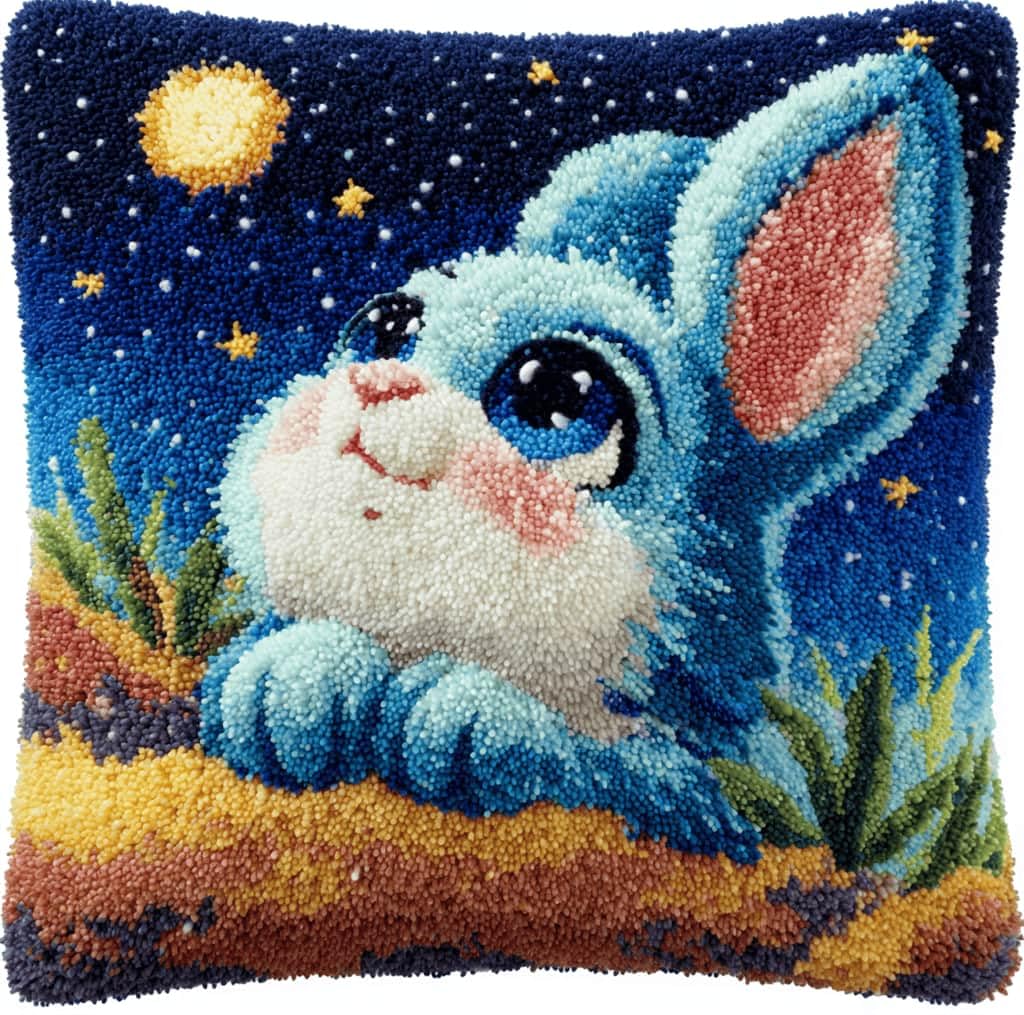 Kitquiver Latch Hook Cushion Kits Rabbit 43X43Cm