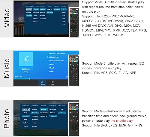 Miniatura 5 de Reproductor multimedia 4K con fuente de alimentación, reproductor de MP4 digital para disco duro de 8 TBunidad USBtarjeta TFH.265 MP4 PPT MKV AVI