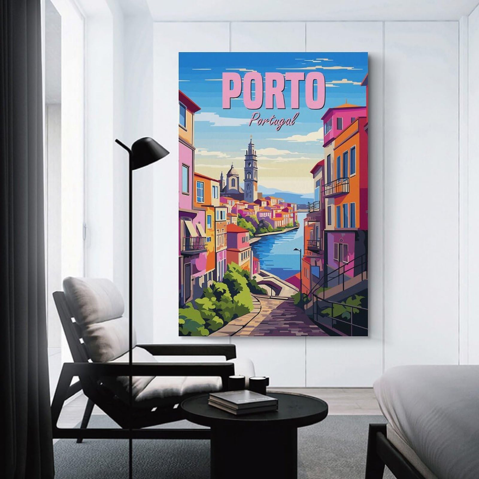 Junmoney Portugal Porto Wall Picture Print 24x36inch(60x90cm), for Picture Wall Styling in Lounge Or Bedroom, Ideal for Building A Coordinated Art Wall