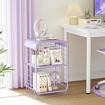 APEXCHASER Table de côté en métal, Table de nuit mignonne,3 Table de fin de niveau avec rangement, Table de chevet, Meubles de chambre pour filles, Table à café pour le salon,Chambre,Dorm,Purple
