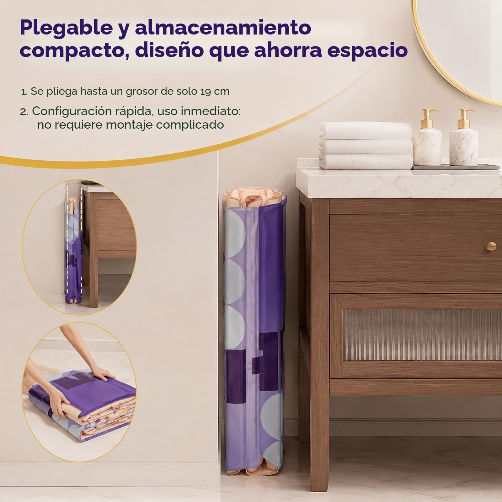 Bañera plegable para adultos, bañera portátil de 80 cm, bañera plegable con aislamiento de 5 capas y doble desagüe, bañera inflable compacta para baños pequeños, camping y RV