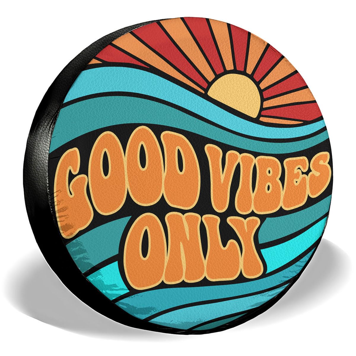 GENANY Good Vibes Sunset Spare Tire Cover for RV Trailer, Waterproof, No Camera Hole, Size 16 Fits 29-31 Inch