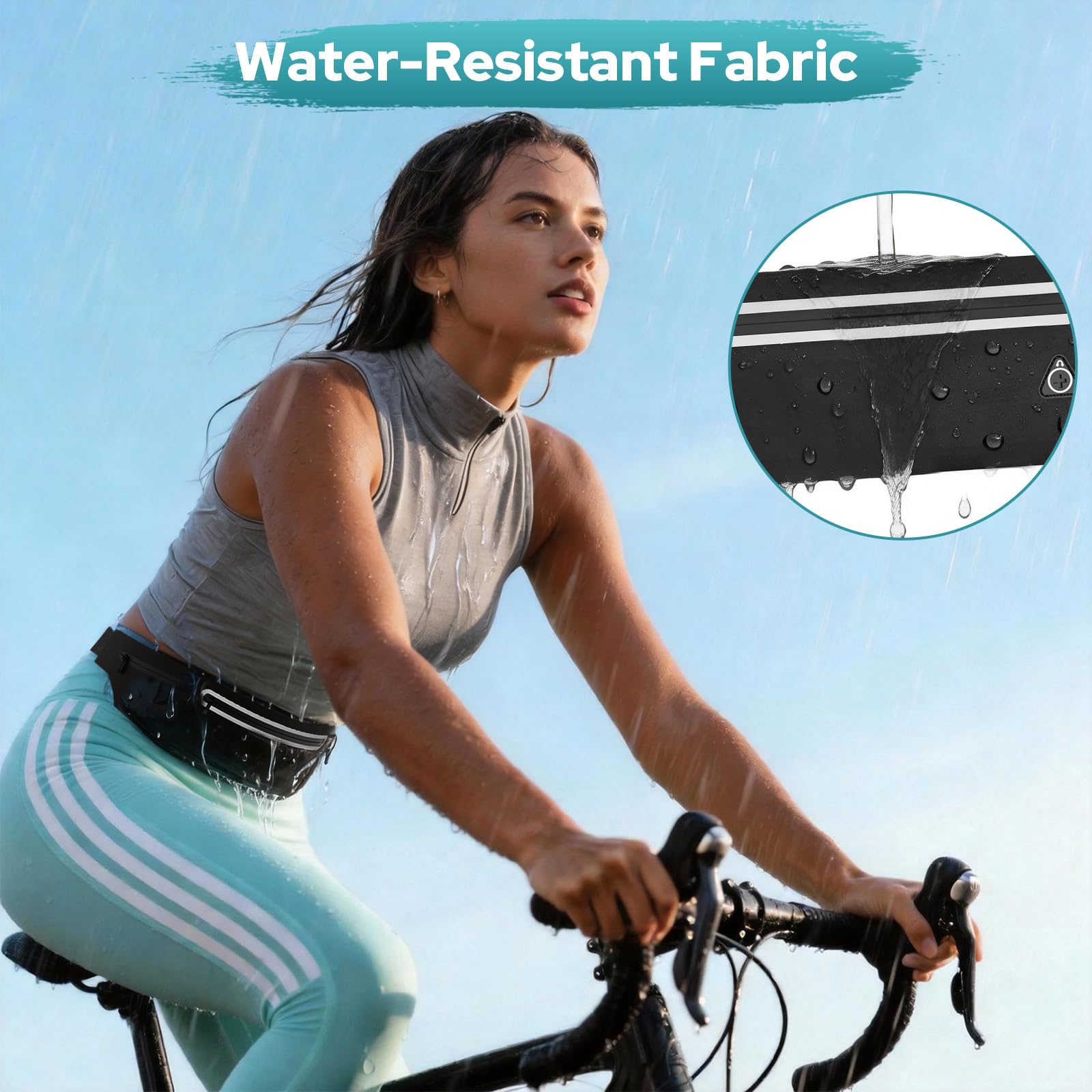 Alyvisun Riñonera Running para Mujeres y Hombres, Riñonera para Correr Resistente al Agua (Compatible con iPhone 17/16/15/14/13 Pro MAX), Gran Capacidad, Ideal para Correr, Senderismo y Deportes - 5