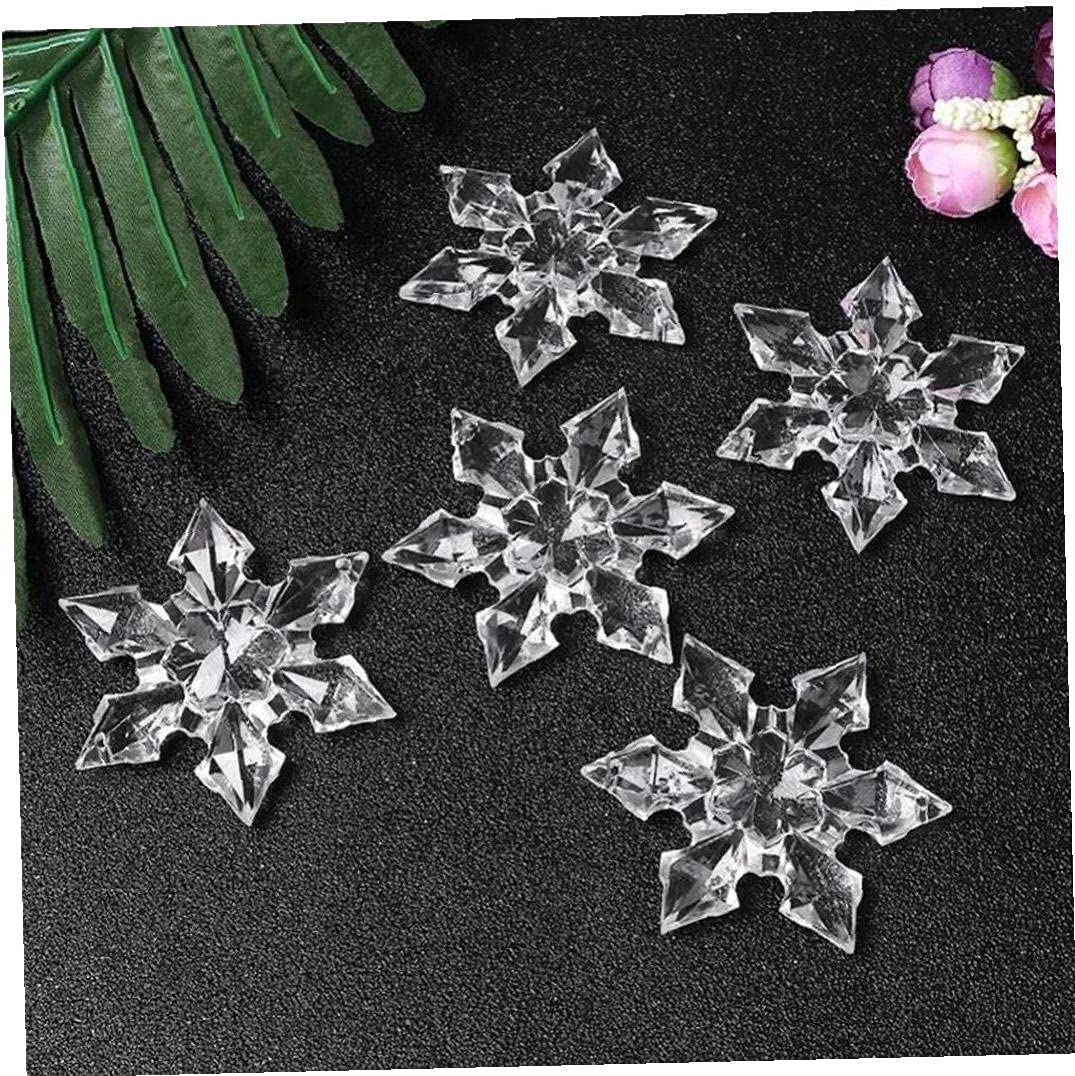 Tossper Clear, Silver 12Pcs Clear Crystal Snowflake Pendant Christmas Acrylic Rhinestone Frozen Ornament Xmas Tree Hanging Decorations