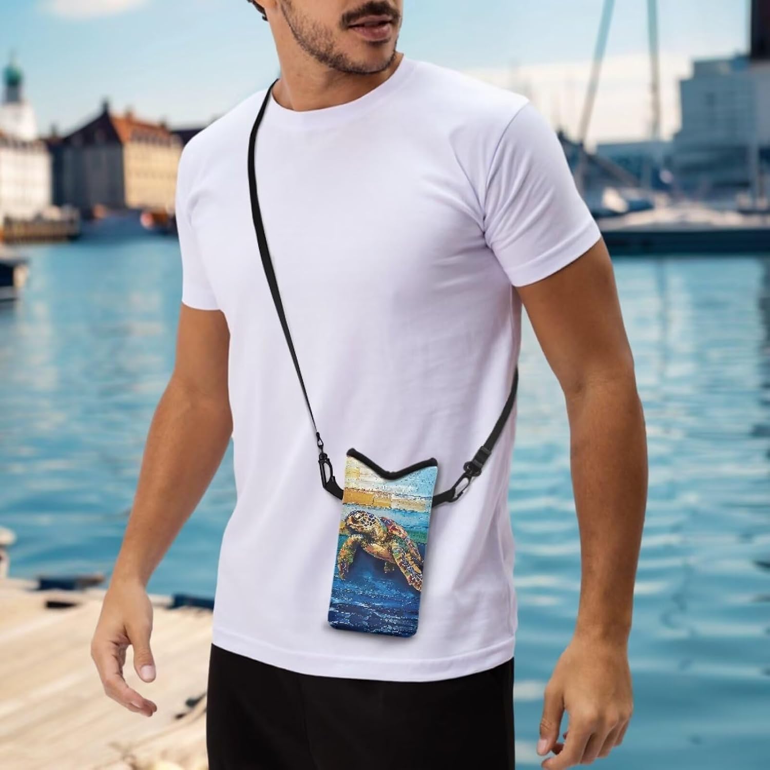 Neoprene Small Crossbody Bag with Adjustable Strap Water-Resistant Portable Cellphone Pouch for Travel, Outings - Image 4