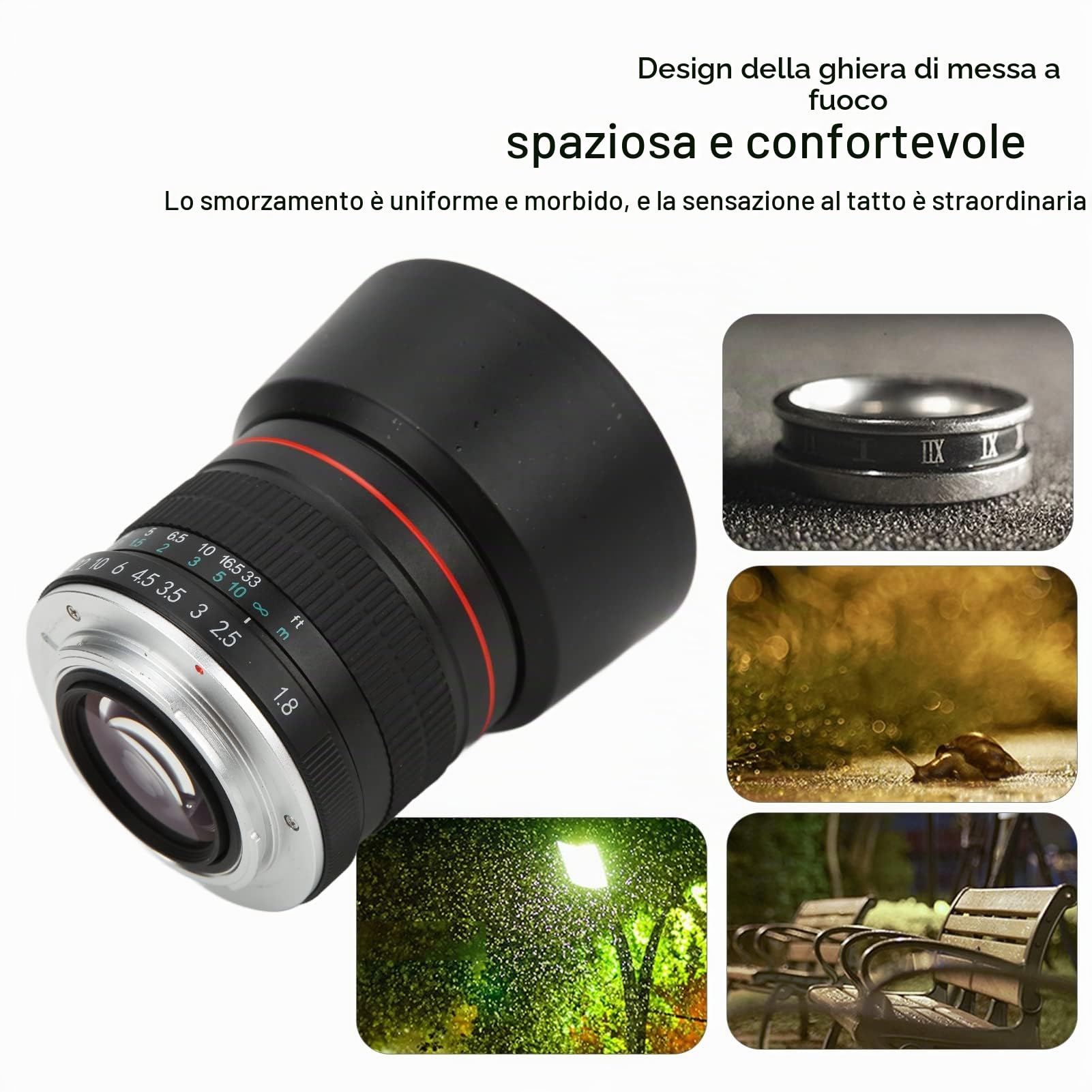 Annadue Obiettivo Ritratto F1.8 da 85 Mm Messa a Fuoco Manuale Full Frame Compatibile per D850, D810, D800, D780, D750, D700, D610, D500, D300, D3100, D3200, D3300, D3400, D5100, D5200,