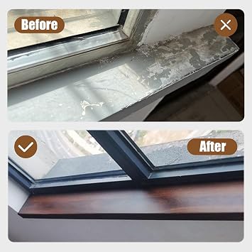 Kunovo Home Window Sill Cover Finish, Wood Fibreboard Bay Windows Sill Board Capping, Bay Windows Edge Protector Plate for Dorm/Hotel/Office(100x12cm/39.4x4.7in)