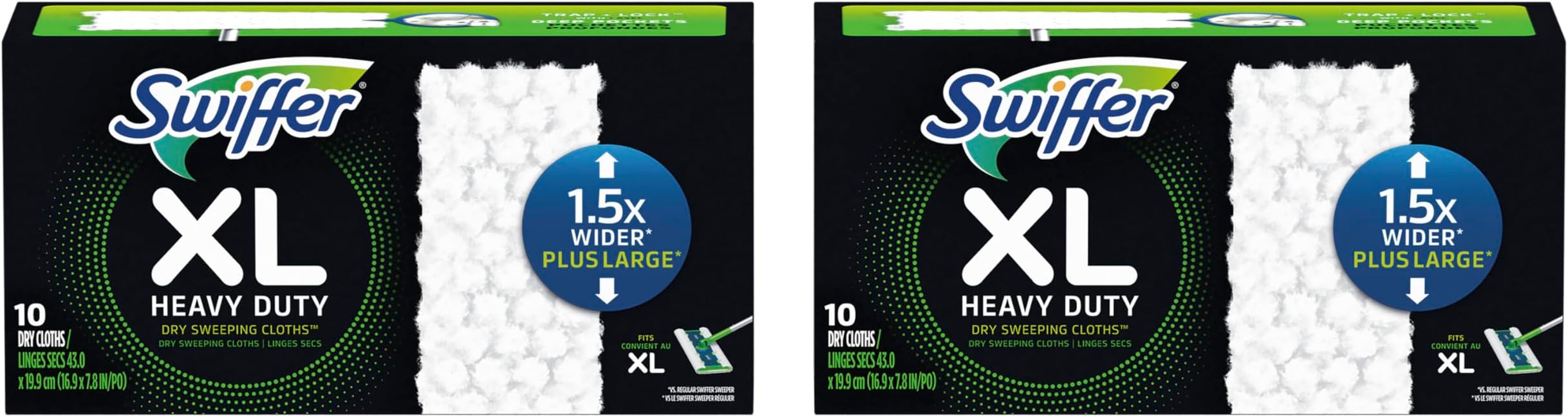 Swiffer Sweeper Heavy Duty Multi-Surface Dry Cloth Refills for Floor Sweeping and Cleaning, 10 count, Pack of 2