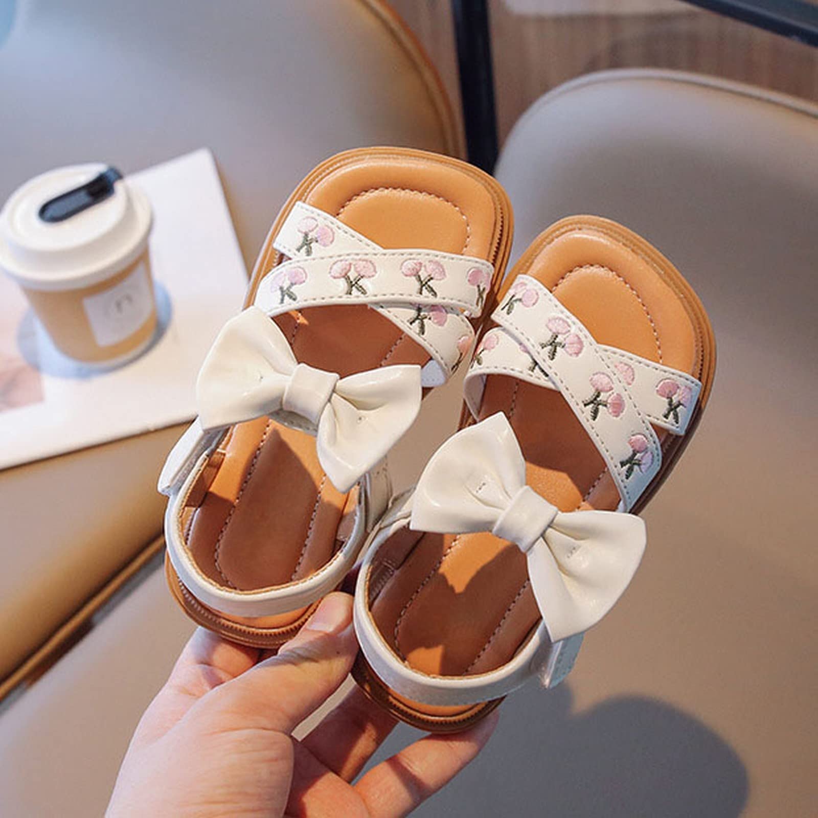 YHQZNLXQ Generisch Sandalias para Niñas Verano Bebé Niñas Zapatos De Princesa Suela Suave Zapatos Romanos Bordados