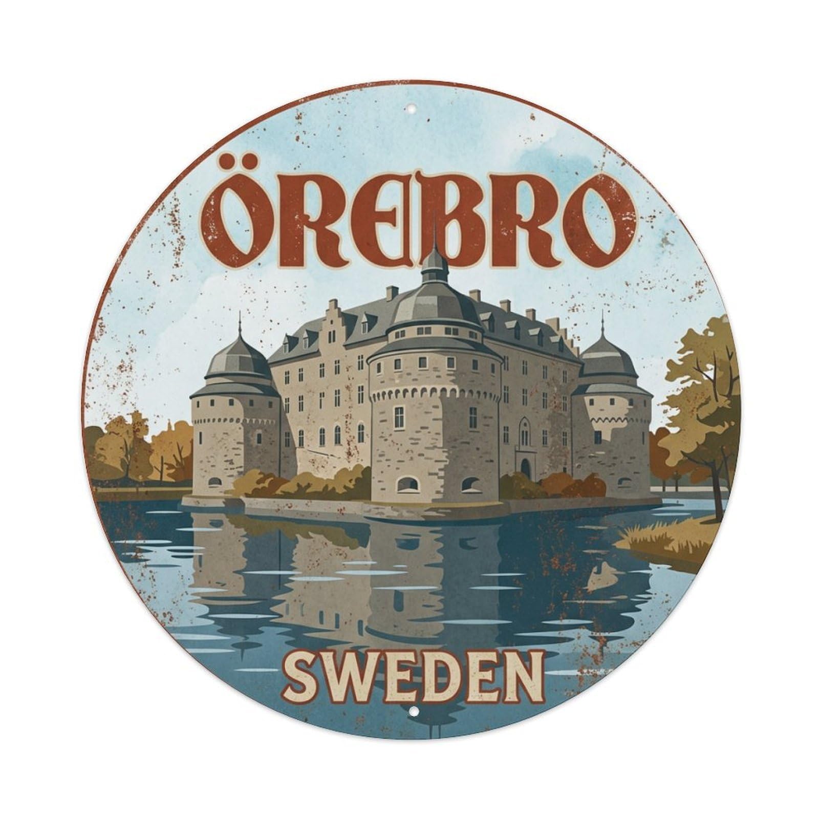 Vintage Travel Orebro Sweden Keep 1 Metal Tin Sign