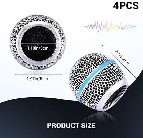 Miniatura 3 de Facmogu Beta58A - Cabezal de rejilla de micrófono de malla de acero, cabezal de repuesto de rejilla de micrófono azul para accesorios de piezas de