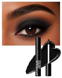 Pitch Black Matte Liquid Eyeshadow, Intense Black Smokey Eye Tint, Waterproof Quick-Dry Cream Shadow, Buildable High Pigment Long-Lasting Eye Makeup for Goth & Party Look - Amazon product rated Grade B