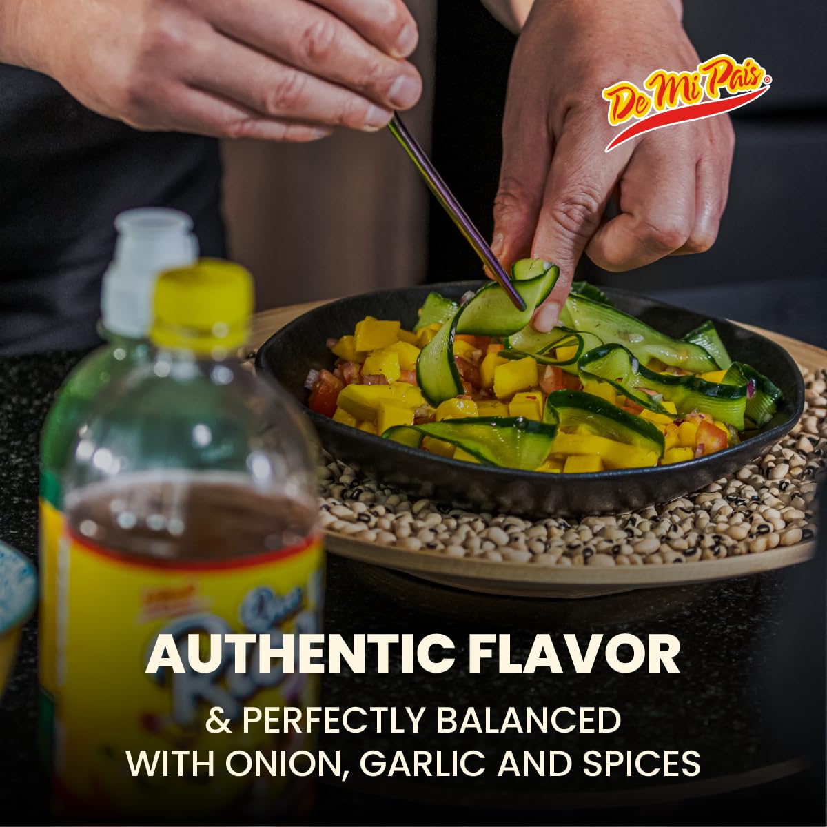 De Mi Pais Seasoned Vinegar Que Rico! Perfect Pantry Staple for Enhancing Flavors in Salads, Marinades, and Dressings, Versatile White Vinegar for Culinary Creations, 24 Fl Oz, 12-Pack