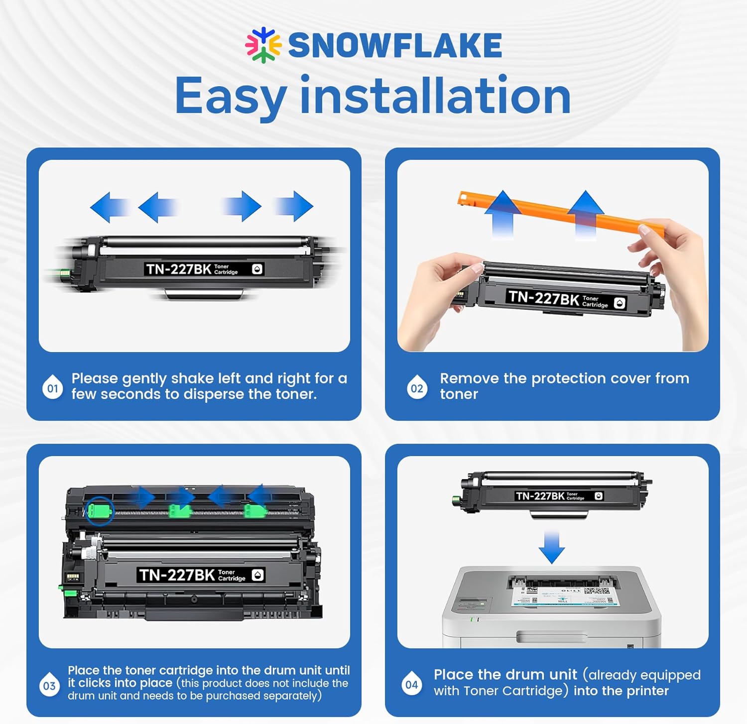 TN227 TN-227BK/C/M/Y High Yield Toner Cartridge 4 Pack Compatible TN 227 TN-227 Toner Replacement for Brother TN-227 TN227 TN-227BK/C/M/Y MFC-L3770CDW MFC-L3710CW Printer Toner.