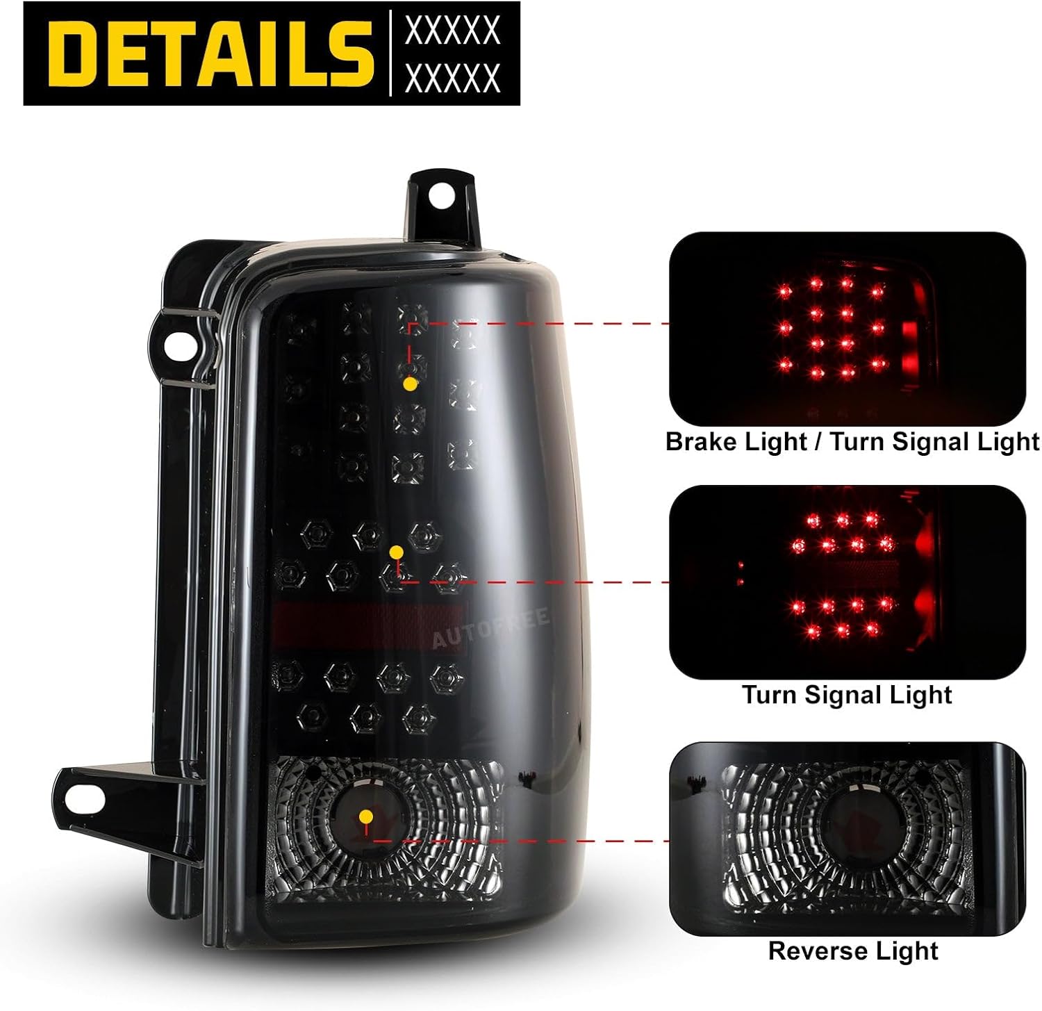HEADLIGHTSDEPOT Black LED Tail Light Set With Smoke Lens Compatible With Jeep Grand Cherokee 1997-1998