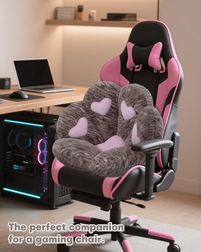 Miniatura 11 de MOONBEEKI - Cojín con forma de pata de gato, cómoda silla kawaii, cojines de felpa para asiento, almohada para silla reclinada regalo para Negro