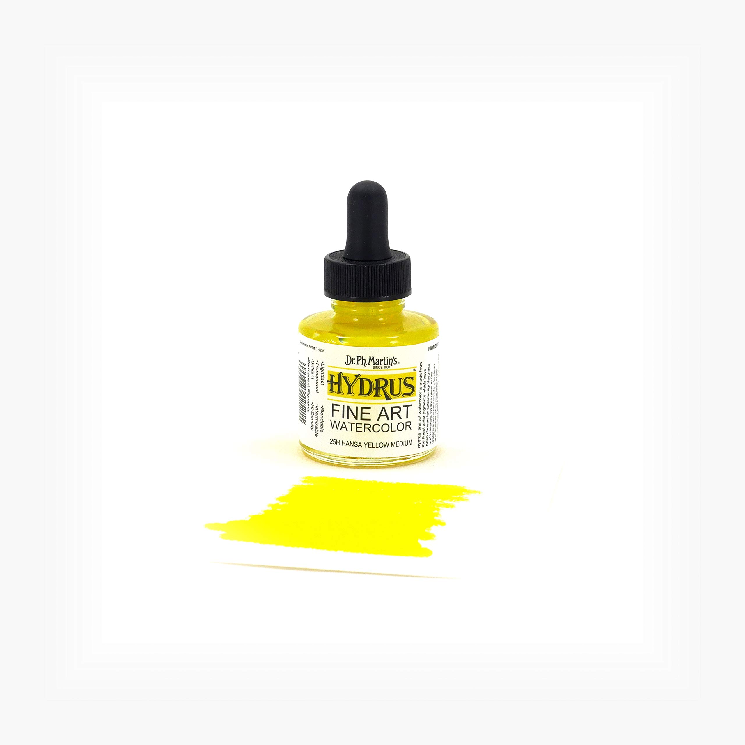 Dr. Ph. Martin's Hydrus Fine Art (25H) Watercolor Bottle, 1 Fl Oz (Pack of 1), Hansa Yellow Medium - Image 2