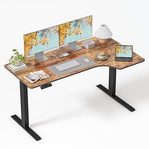 FEZIBO 55×32 inch L Shaped Electric Corner Standing Desk, 4
