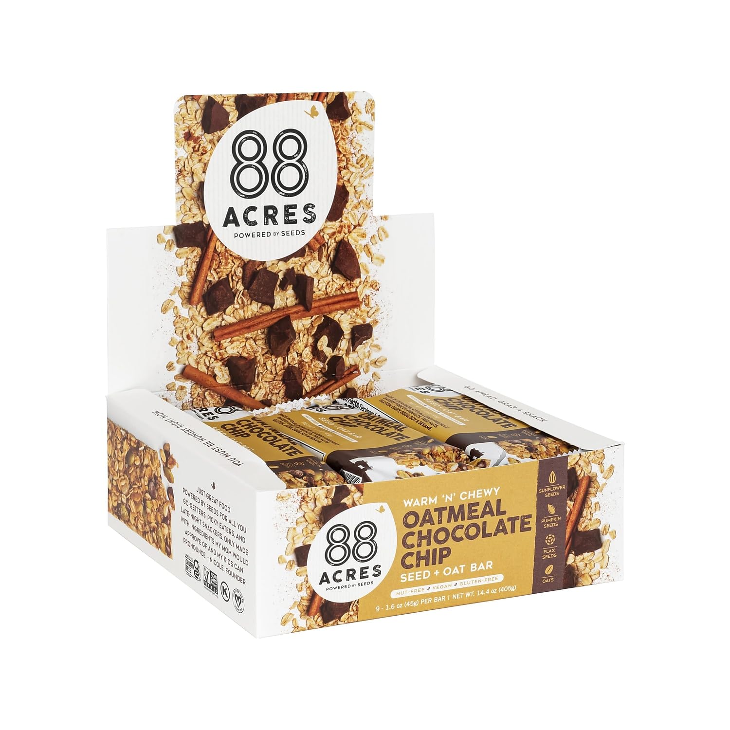 88 ACRES Oatmeal Chocolate Chip Seed & Oat Bar 9 Count, 1.6 OZ