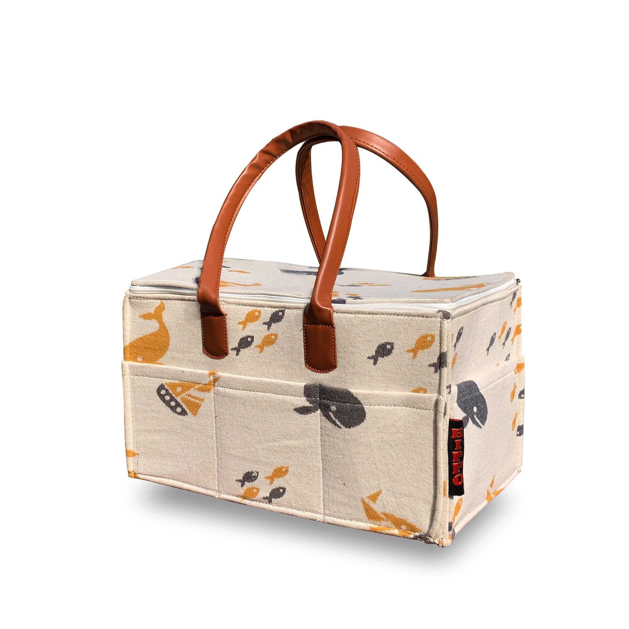 HIPPO Cute Diaper Caddy Bag with Lid Protection for Smart Mothers Baby Diaper Caddy Organizers Baby Wipes Felt Storage, Nursery, Foldable and Portable (BABY-FISH)-picture-24