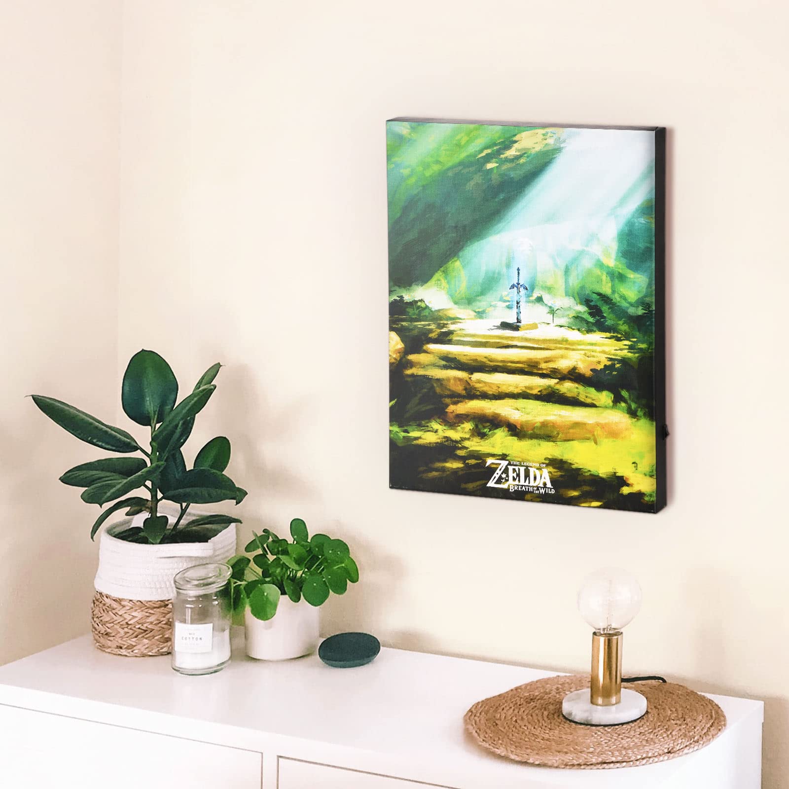 Elbenwald Zelda Espada Maestra Mural de pared con luz Funciona con pilas 30 x 40 x 3,8 cm