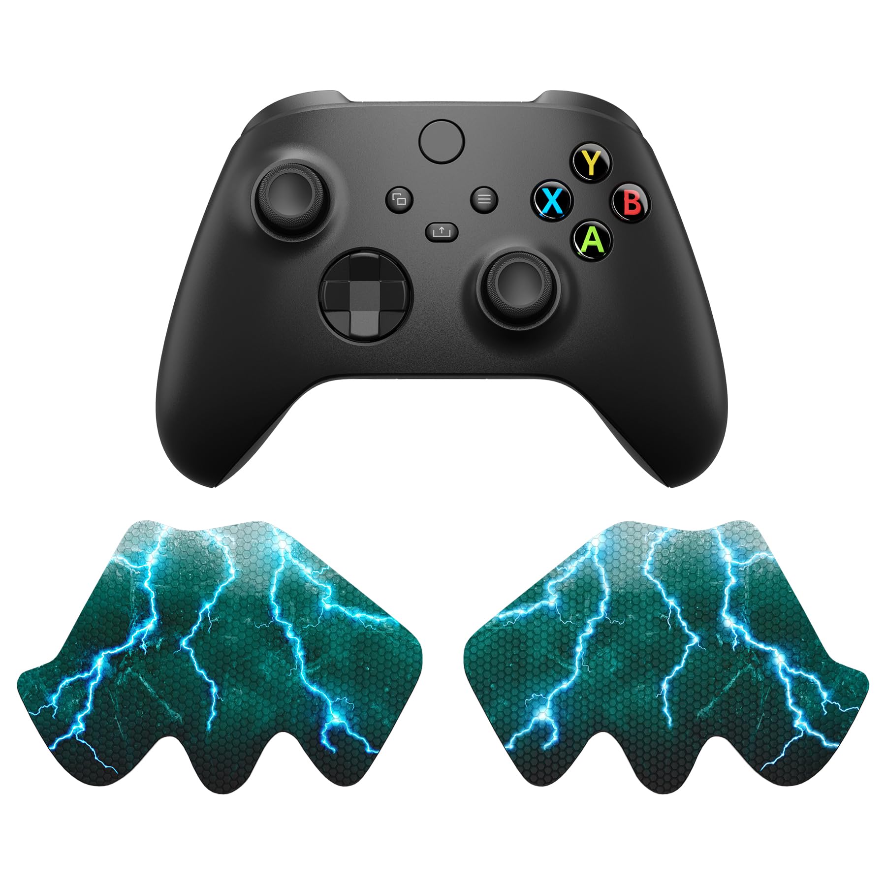 eXtremeRate PlayVital Soft Rubber Grip for Xbox Series X/S Controller - Anti-Slip Sweat-Absorbent Handle Pads, Non-Slip Textured Cover (Green Storm Thunder) — view 9