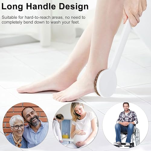 Miniatura 8 de Piedra pómez de piedra volcánica natural para pies, removedor de callos de mango recto de 14 pulgadas para pies secos y agrietados, exfoliante de