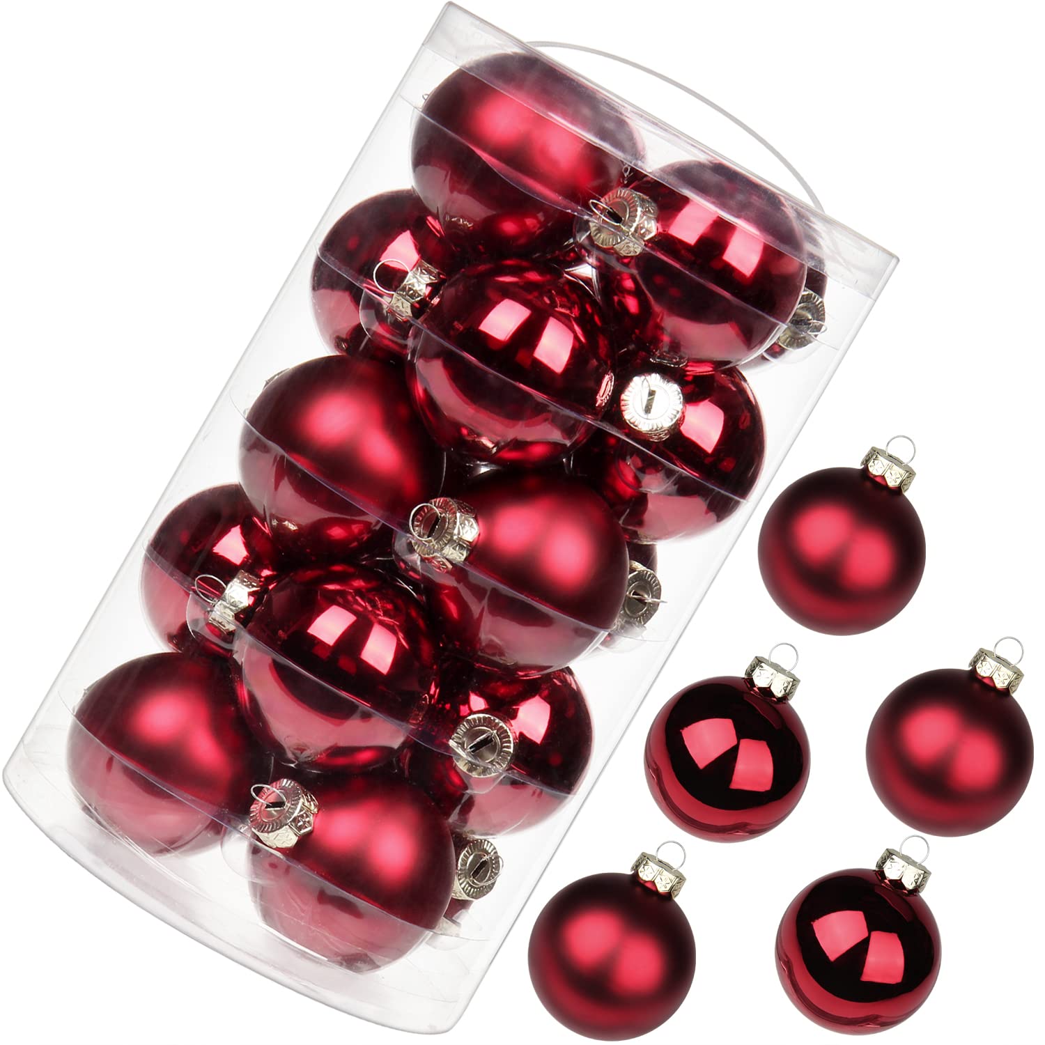 Photo 1 of 20 PCS Glass Christmas Ball Ornaments 2.36" Small Christmas Tree Decorations Set Seamless Red Christmas Ornaments Balls with Hanging Loop for Xmas Tree Holiday Party Wedding Decor Red 2.36"/20Pcs