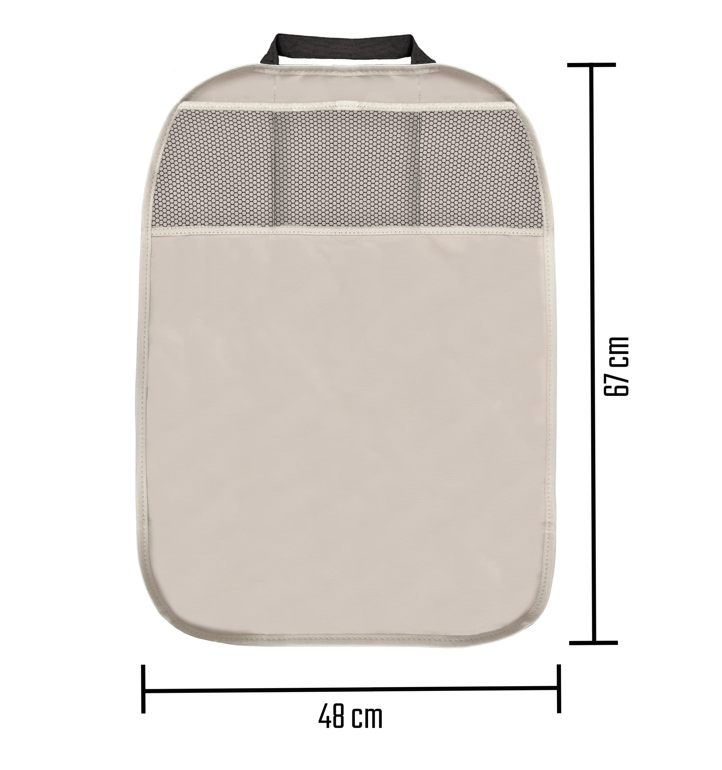 L & P Car Design L&P A081B2 Lot de 2 protections de dossier de siège arrière de voiture pour enfant en cuir synthétique Beige 3 poches Organiseur Protection pour siège de voiture