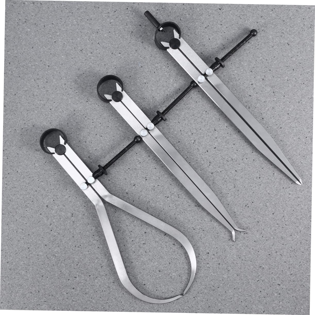 3 Piece 8 Inch Caliper Set Carbon Steel for Id Od Measuring | Rapid Adjust Divider, Precise Distance Transfer, Hole Diameter and Tube Thickness Measurement, Silver Finish