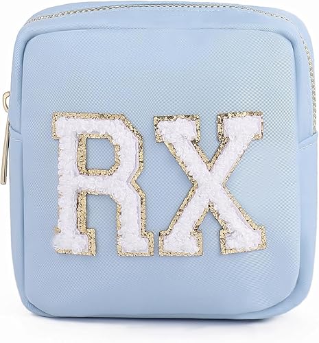 Miniatura 1 de Bolsa de cosméticos personalizada de nailon Rx, bonita bolsa de felpilla con cremallera, bolsa de vitaminas de viaje para maquillaje preparado para