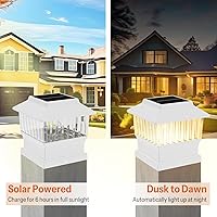 Vista 4 de Luces solares modernas para tapa de poste #2 (se adapta al poste de 4 x 4, nominal 5 x 5), 50 lúmenes con tres opciones de temperatura de color, luz