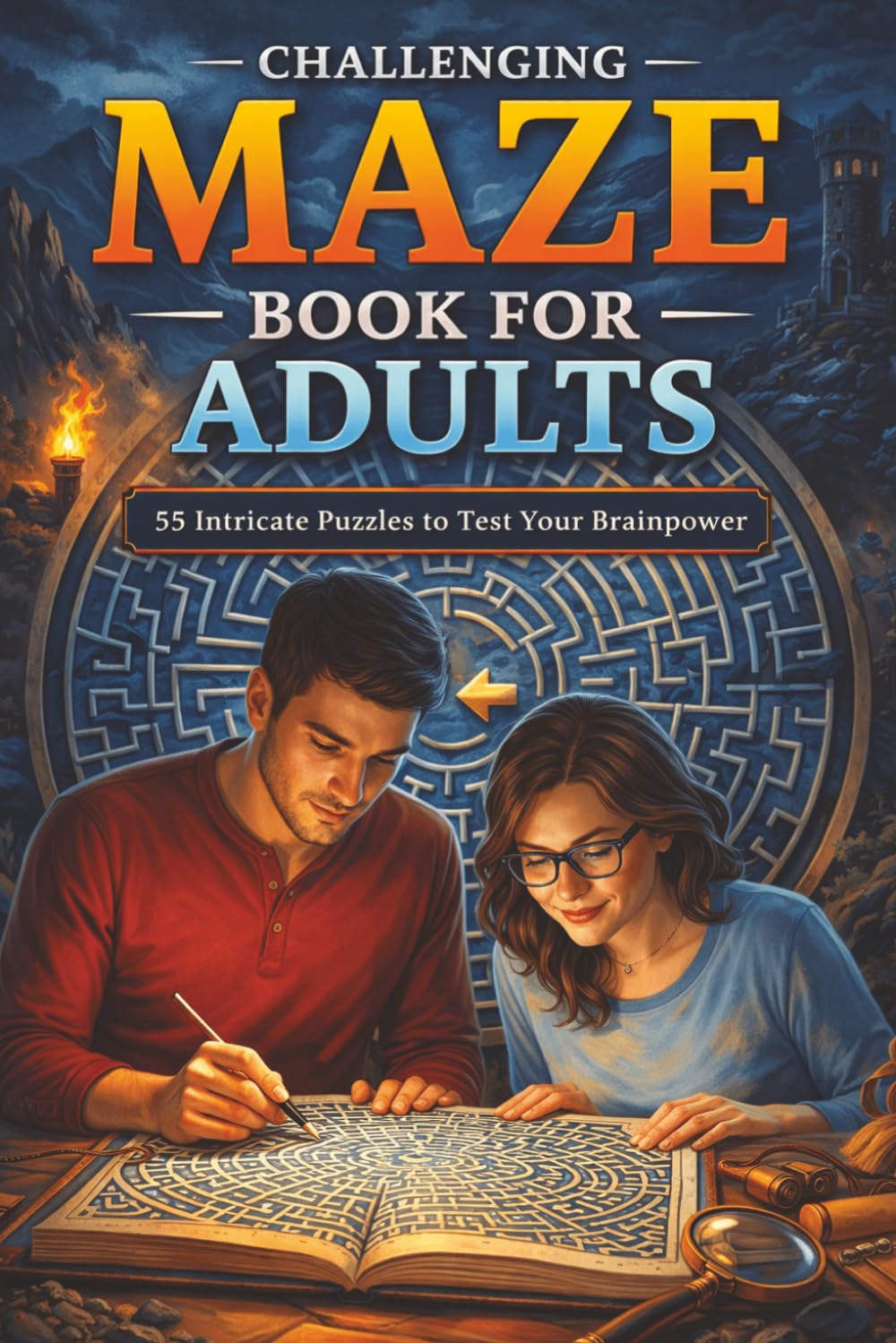 Challenging Maze Book for Adults: 55 Intricate Puzzles to Boost Focus, Sharpen Your Mind & Relieve Stress
