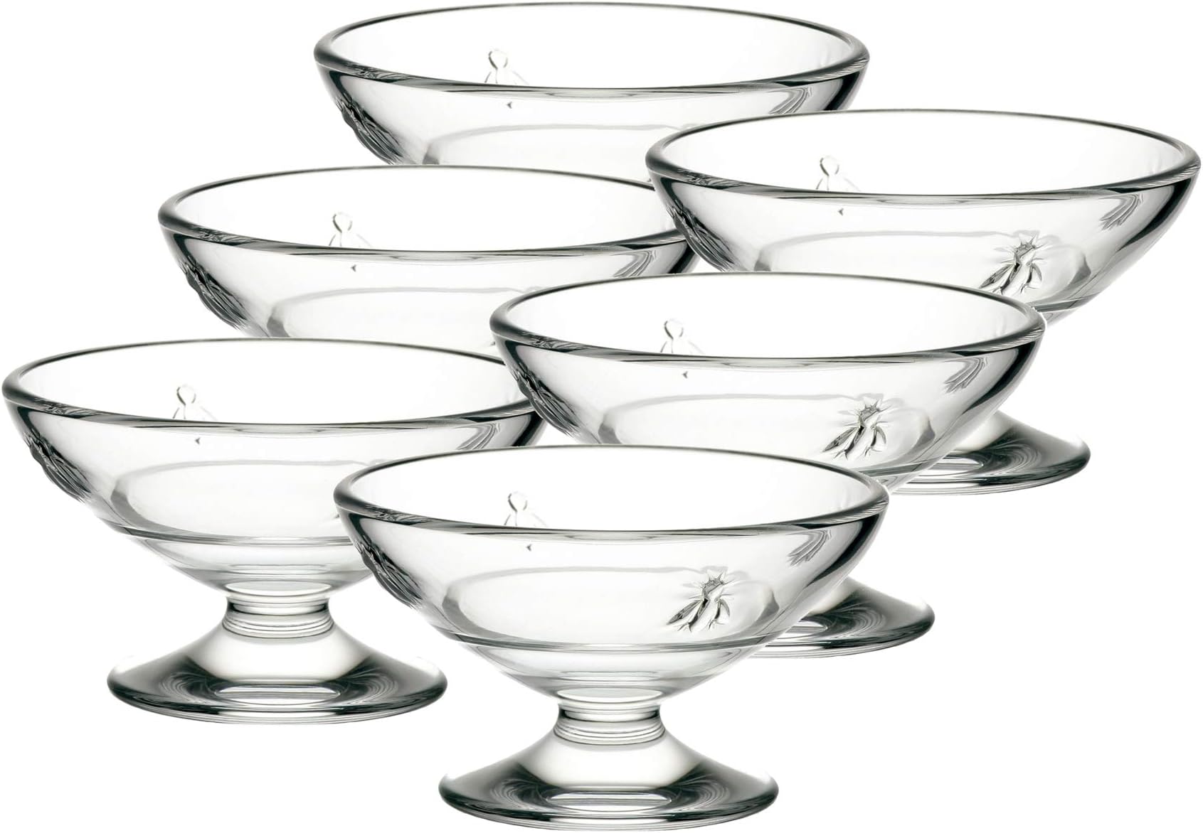 La Rochere Napoleon Bee Ice Cream Dishes – Stylish and Versatile Ice Cream Bowl Set of 6 – Dishwasher Safe La Rochere Glassware (6.5 Oz)