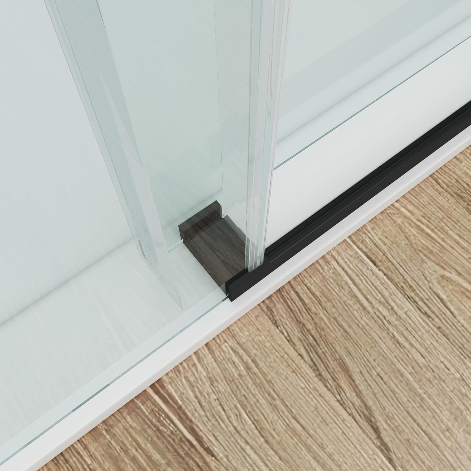 Frameless Single Sliding Shower Door Soft Close System 56"- 60" W x 76" H Noiseless 3/8" 10mm Easy Clean Clear Tempered Glass SS08-WF6076 (Matte Black)