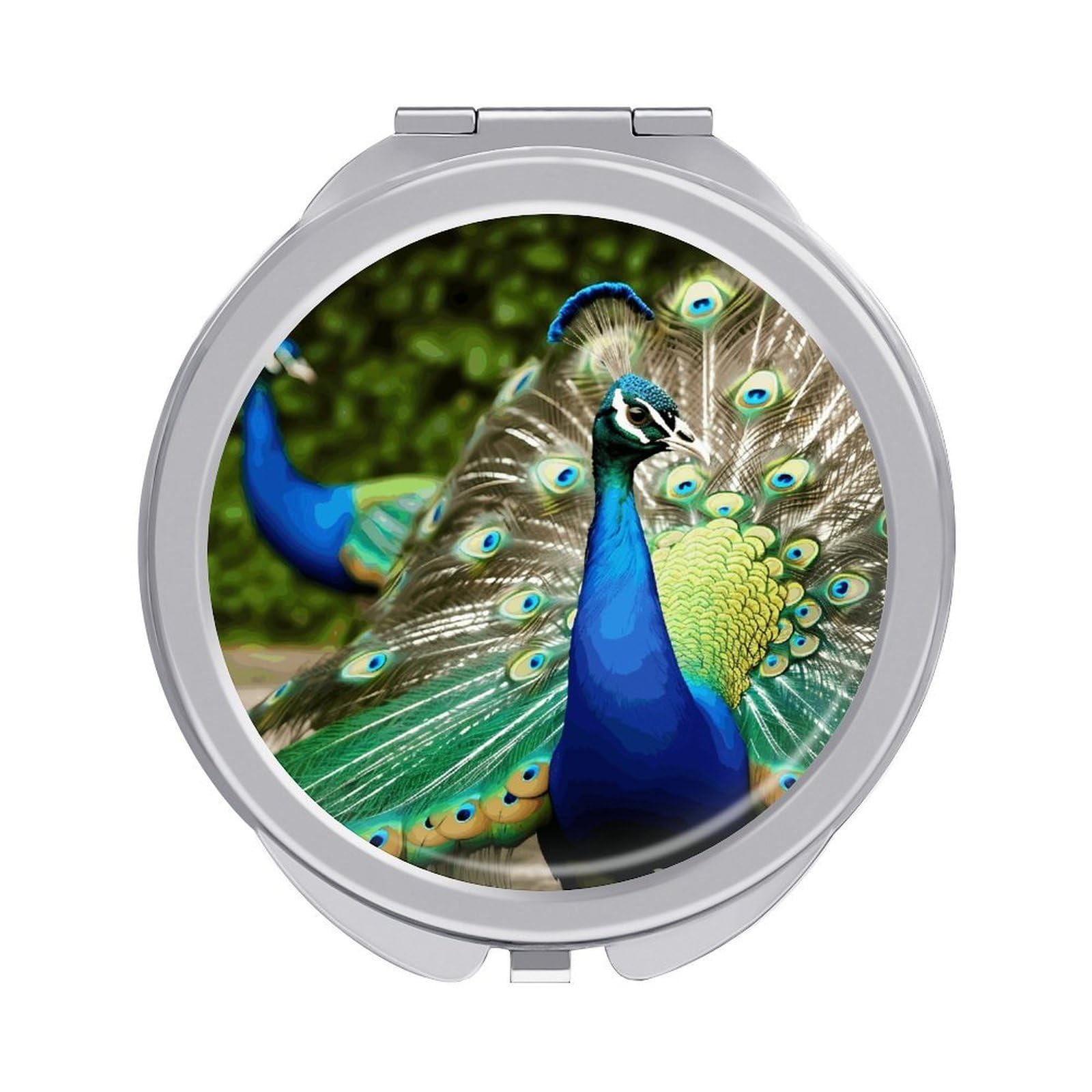 FekiLoot Beautiful Peacock Makeup Mirror Compact Round Travel Makeup Mirror Portable Folding Handheld Pocket Mirrors for Handbag and Purses Gift Mini Mirrors