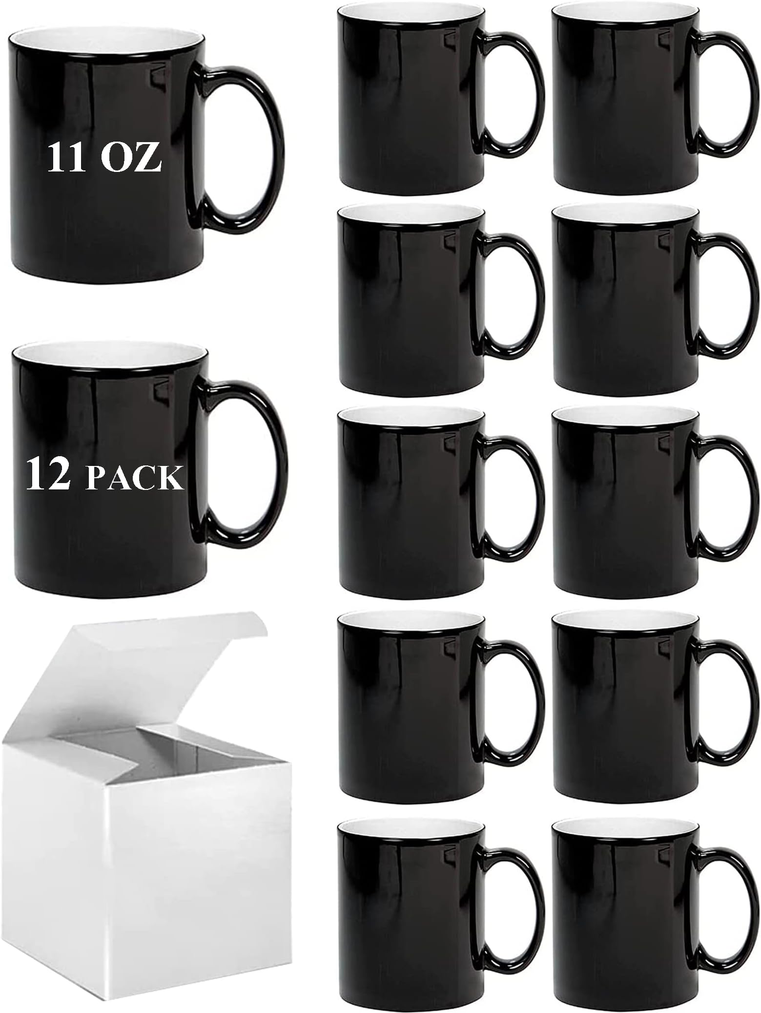 ABBSH Color Changing Coffee Mugs, Sublimation Mugs Magic Mugs Tazas Magicas Para Sublimacion Cups Heat Sensitive Coffee Mugs 11 OZ Set of 12