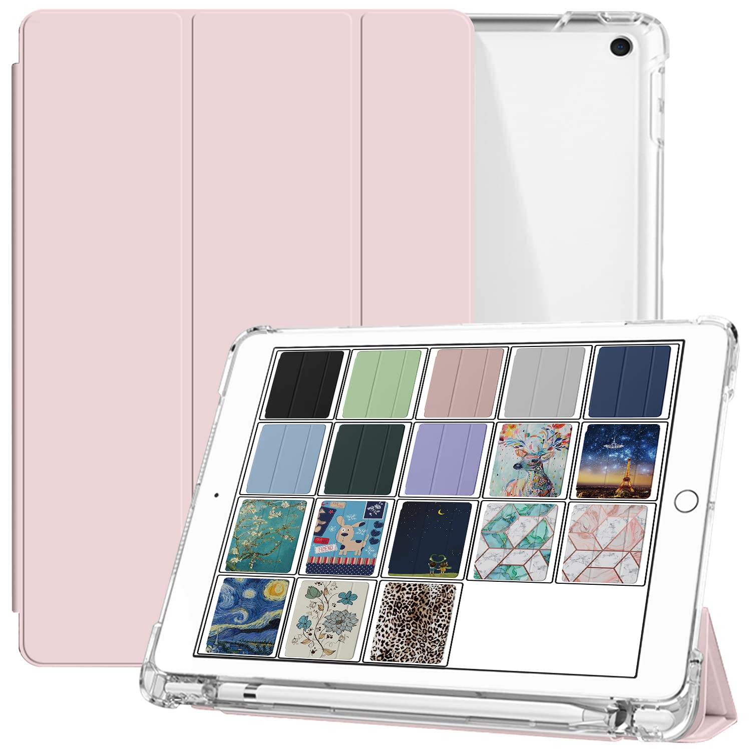 DuraSafe Cases for iPad 7th 8th 9th Gen 2019/2020 / 2021-10.2 Inch [iPad 9 8 7 ] A2602 A2270 A2197 MW762HN/A UltraSlim Printed Auto Sleep/Wake Printed TPU Transparent Cover with Pencil Holder - Pink (B09LRBWSZZ) Amazon Price History, Amazon Price Tracker
