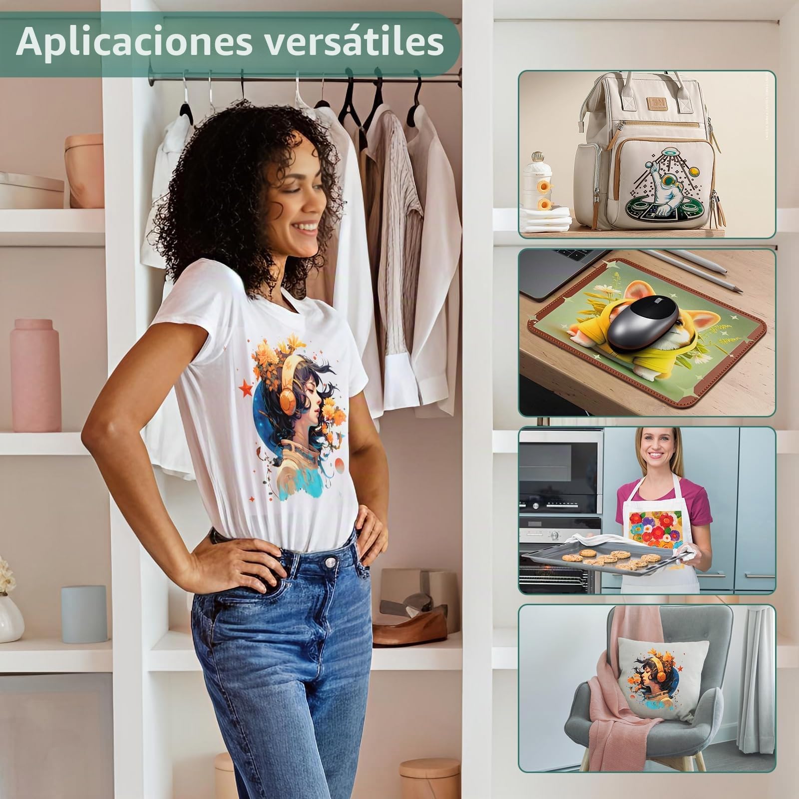 Prensa de Calor,Mini Plancha 25x26cm para Personalizar Camisetas | Suéteres, Mantas, Toallas, Bolsas Tote