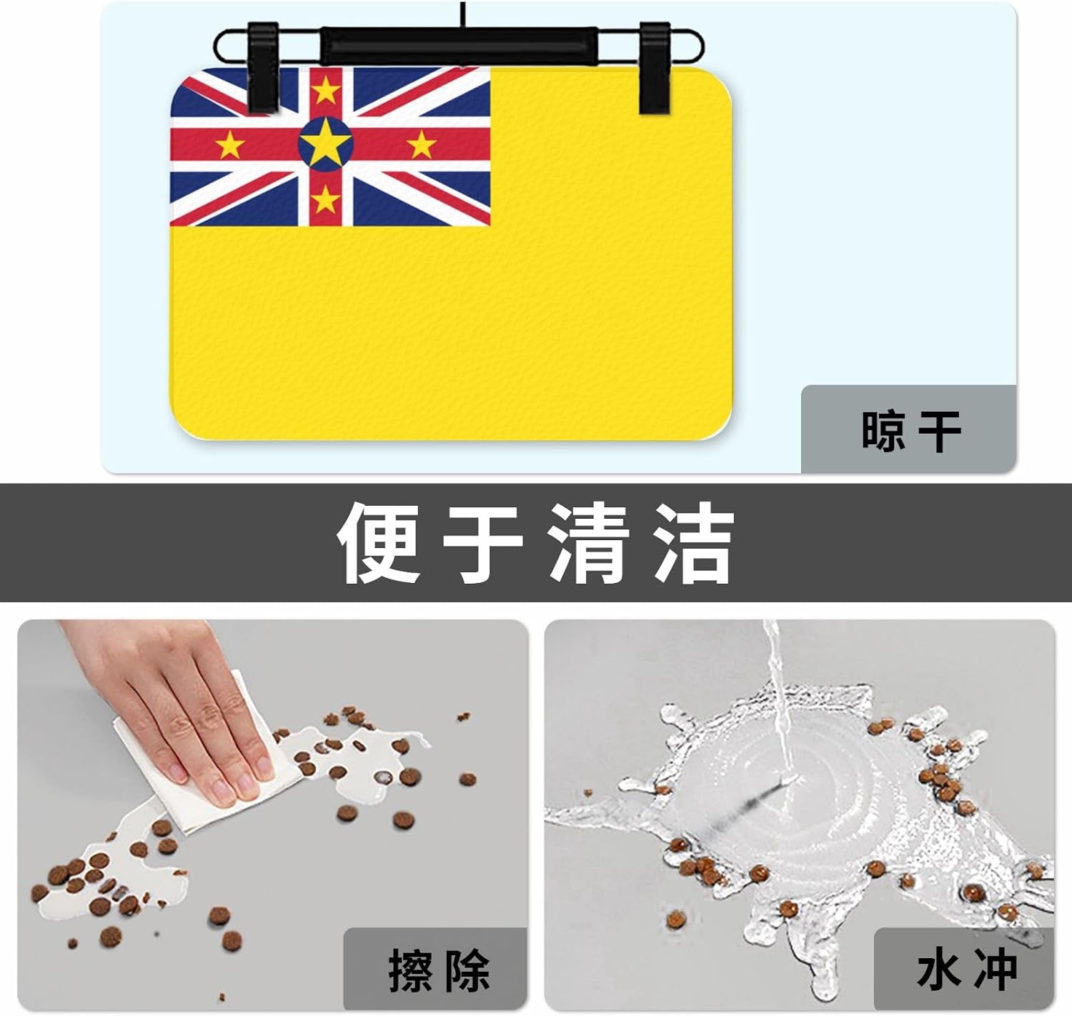 40x60cm Pet Absorbent Feeding Mat - Flag of Niue Print Leather Non-Slip Placemat, for Dog Cat Food and Water Bowl Pads