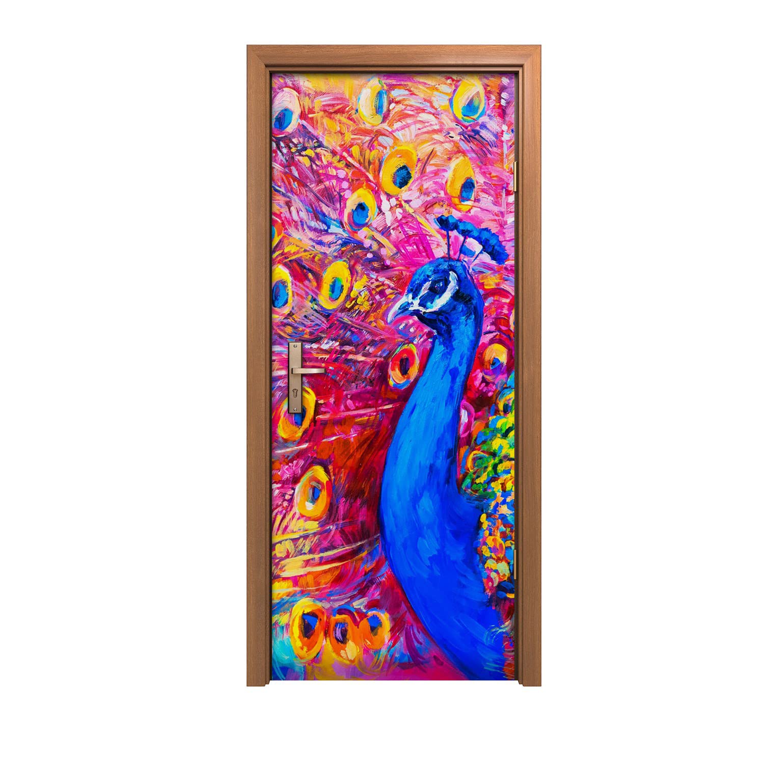 Autocollant de porte decoration murale design d'interieur plumes 80x200