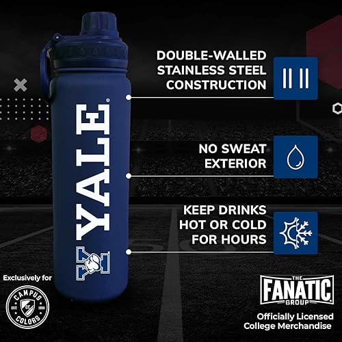 Vista 380 de Campus Colors Botella de agua de acero inoxidable de la NCAA, tapa giratoria, 24 onzas, clip de transporte, mantiene tus bebidas calientes o frías