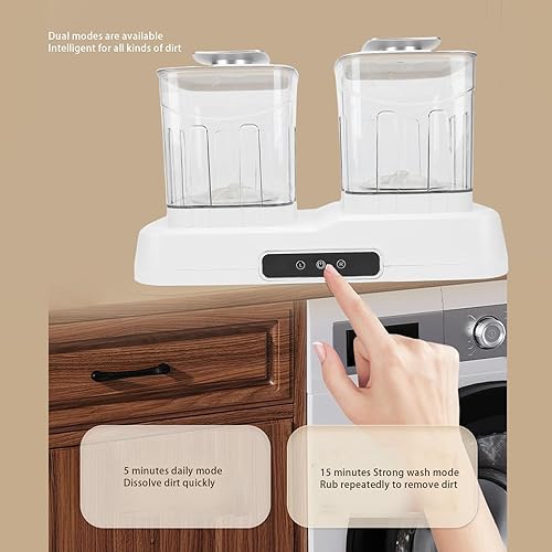 Miniatura 6 de Lavadora de ropa interior, diseño de bañera doble independiente, 360, lavado completo, mini lavadora de lavandería, 2 modos de limpieza, lavadora