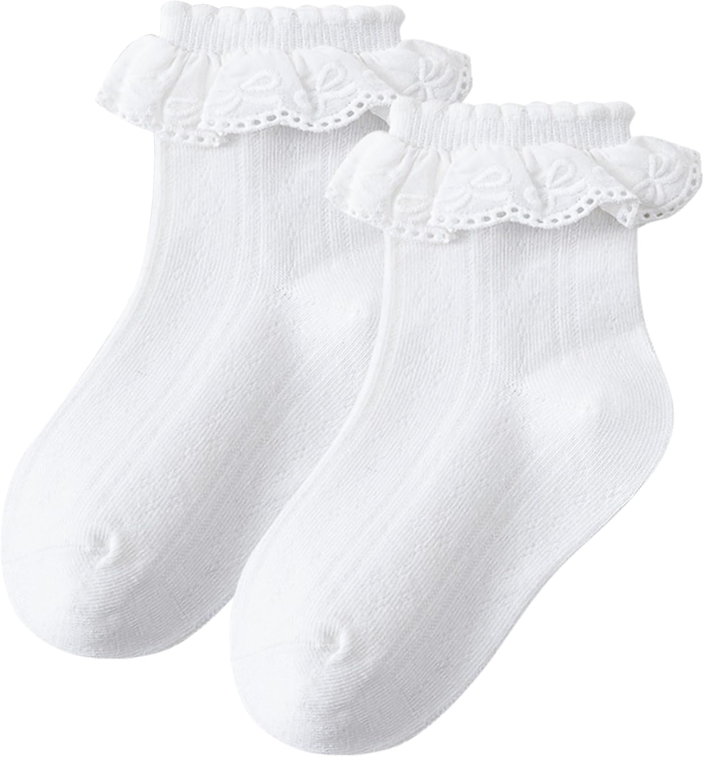 hoyuwak 2Pairs Girls Ruffle Socks for Toddler Girls Dress Frilly Ankle Socks Daily Wear