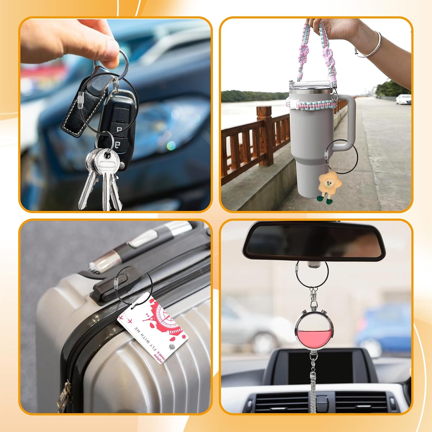 150pcs Black Steel Wire Keychains Cable – 2mm Thick, 6” Heavy Duty Luggage Tags & Key Rings with PVC Coating