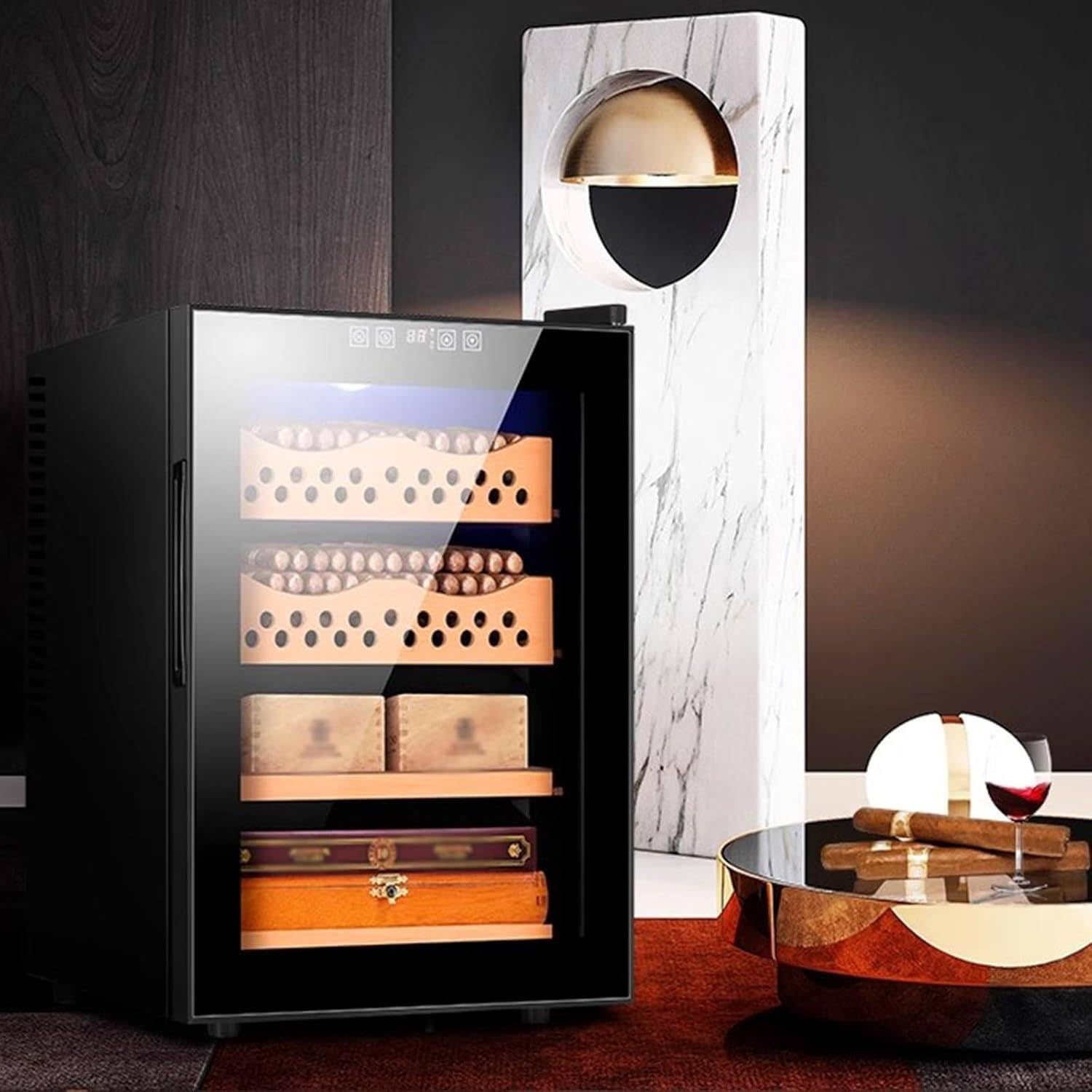 Elektronische Zigarrenkiste, Elektronischer Humidor-Zigarrenschrank, Elektrischer Humidor Für 200–300 Zigarren, Zigarren-Humidor-Kühler, Temperatur 11–18 °c Non-adjustableHumidity-A