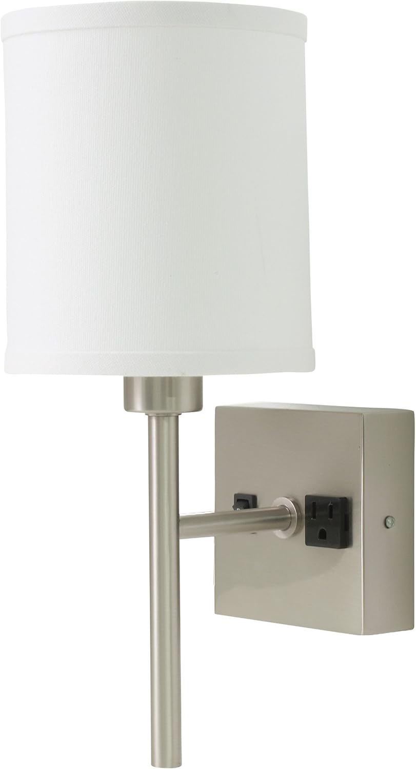 House of Troy WL625-SN Wall Lamp with Convenience Outlet, Satin Nickel