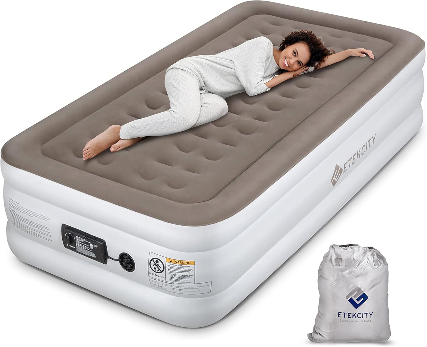 Etekcity Upgraded Camping Air Mattress Twin Size Airbed, WaveBeam