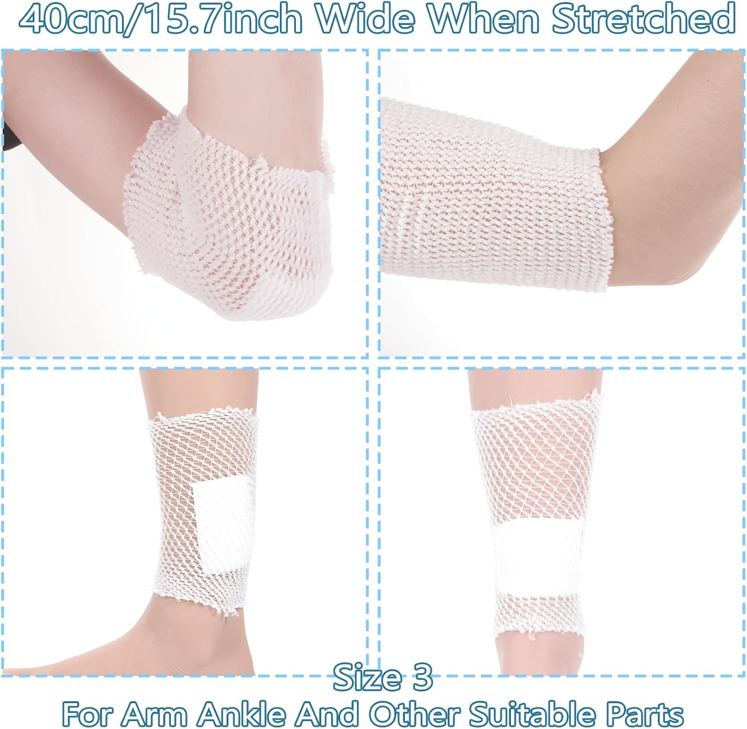 Grevosea 2 Roll 2m Stockinette Tubing for Arm, Elastic Tubular Bandage Net Wound Dressing Compression Bandage Wrap Tubular Gauze Sleeve Without the Use of Adhesive Tape (Size 3)